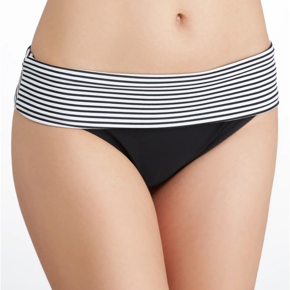 Panache Swim Bottom Size Large High Rise Anya Stripe Fold-Over Bikini Bottom - Picture 2 of 10